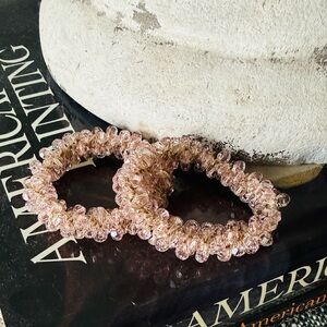 Elegant Pink Beaded crystal two-piece hair Set